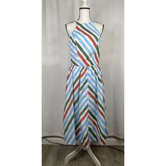 Anthropologie Maeve Halter Midi Sundress Dress Lined Cotton Vacation NWT Sz M - Picture 4 of 14